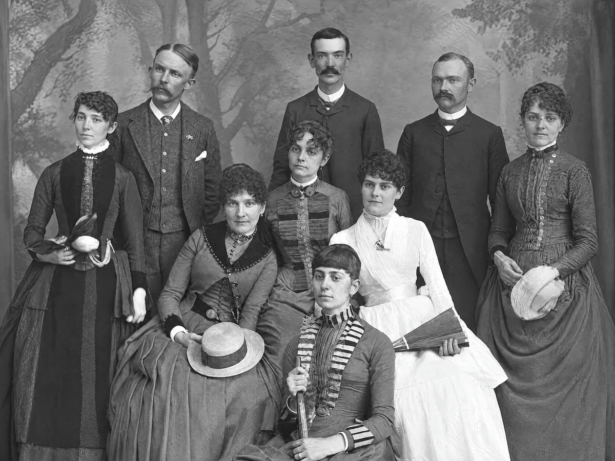 Damaged 1880s family group portrait, After