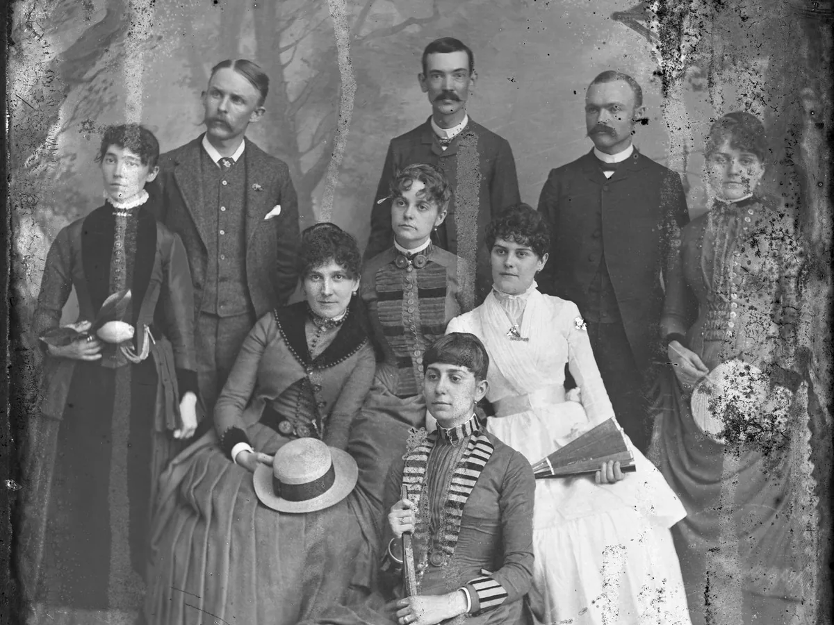 Damaged 1880s family group portrait, Before